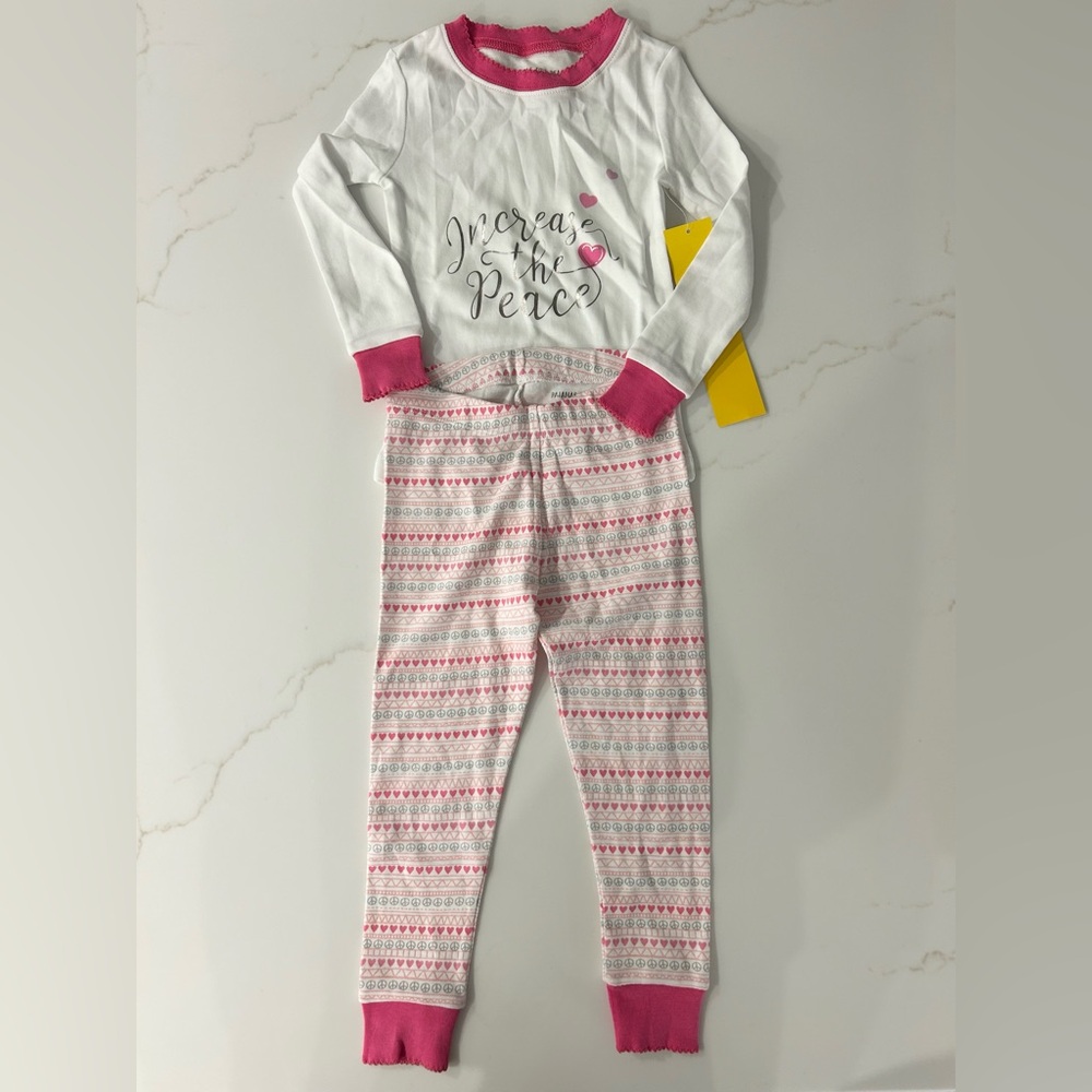 Pajamas for Peace Girls Pink Increase the Pink 2 piece Set NEW